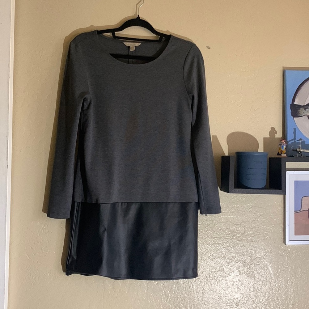 Faux Leather Detail Dress